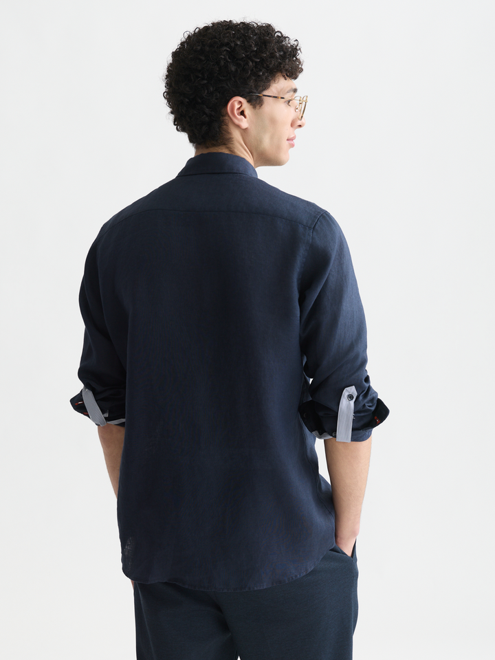 Solid linen regular-fit shirt