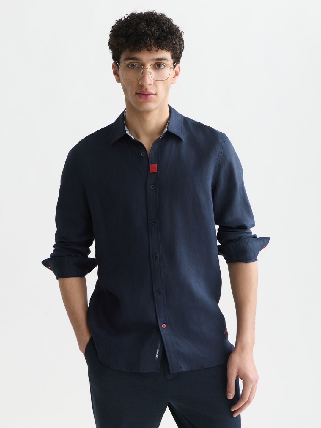 Solid linen regular-fit shirt