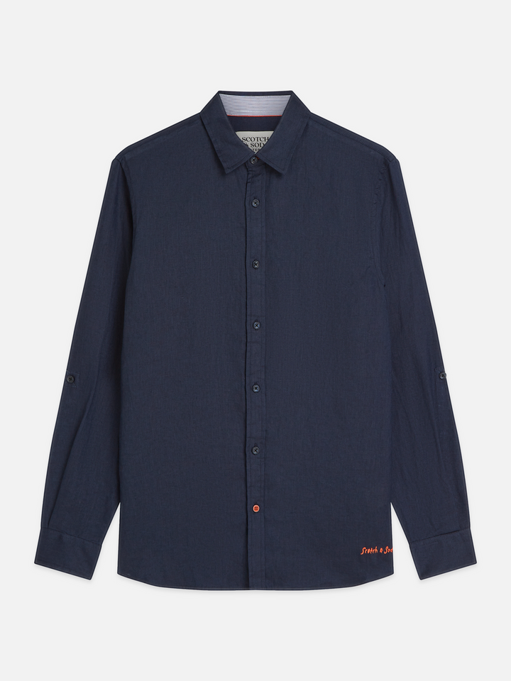 Solid linen regular-fit shirt