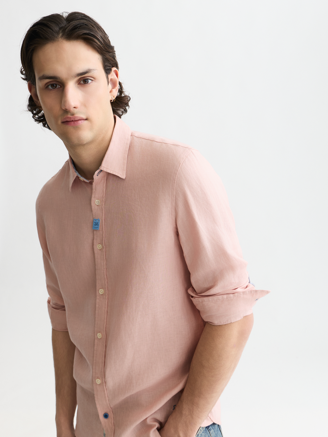Solid linen regular-fit shirt