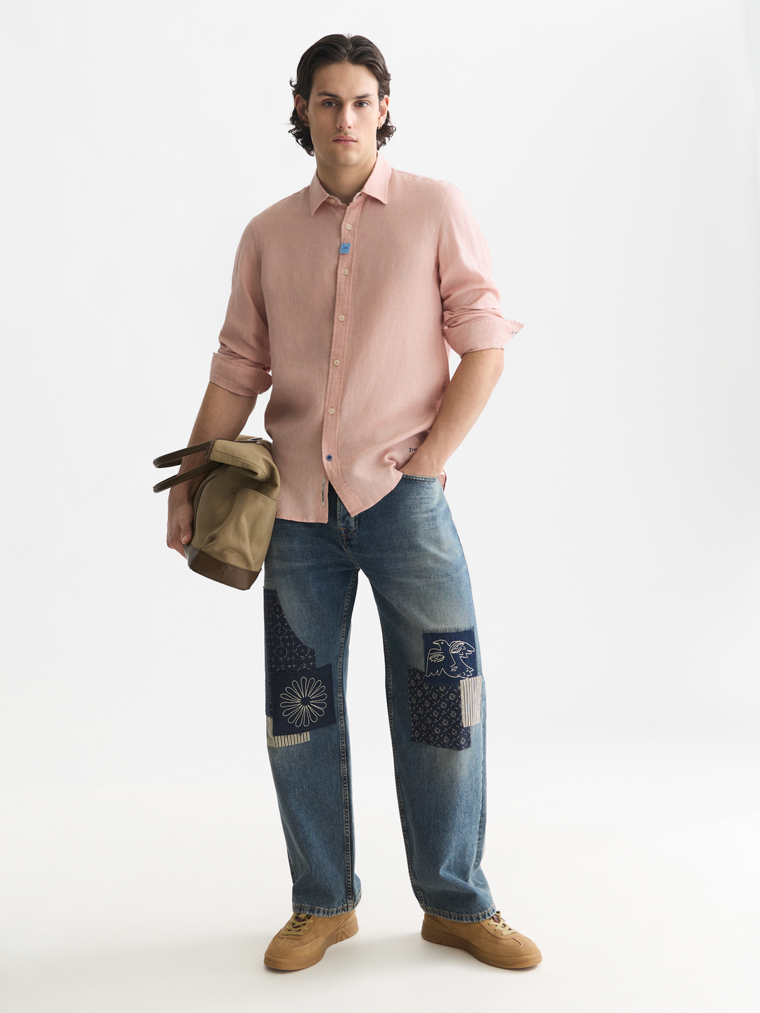 Solid linen regular-fit shirt