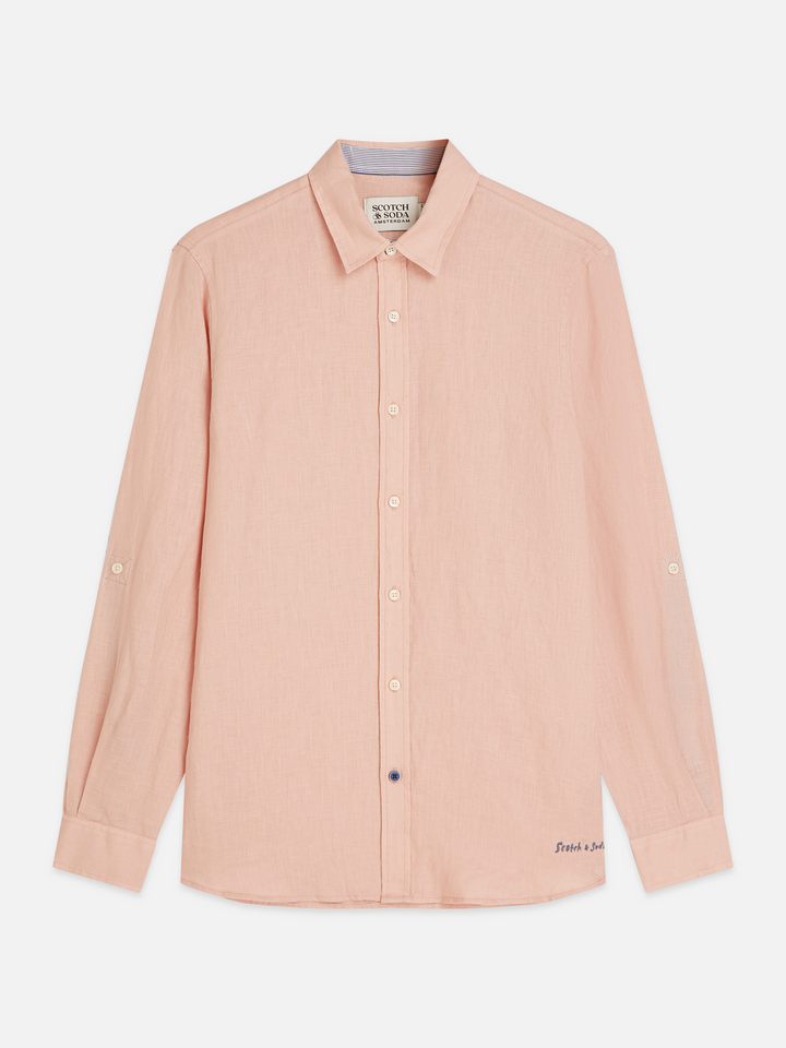 Solid linen regular-fit shirt