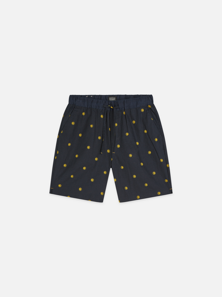 Fave printed linen-blend shorts