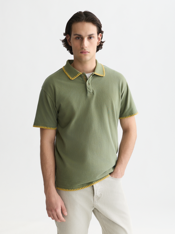 Pique worked-out relaxed-fit polo