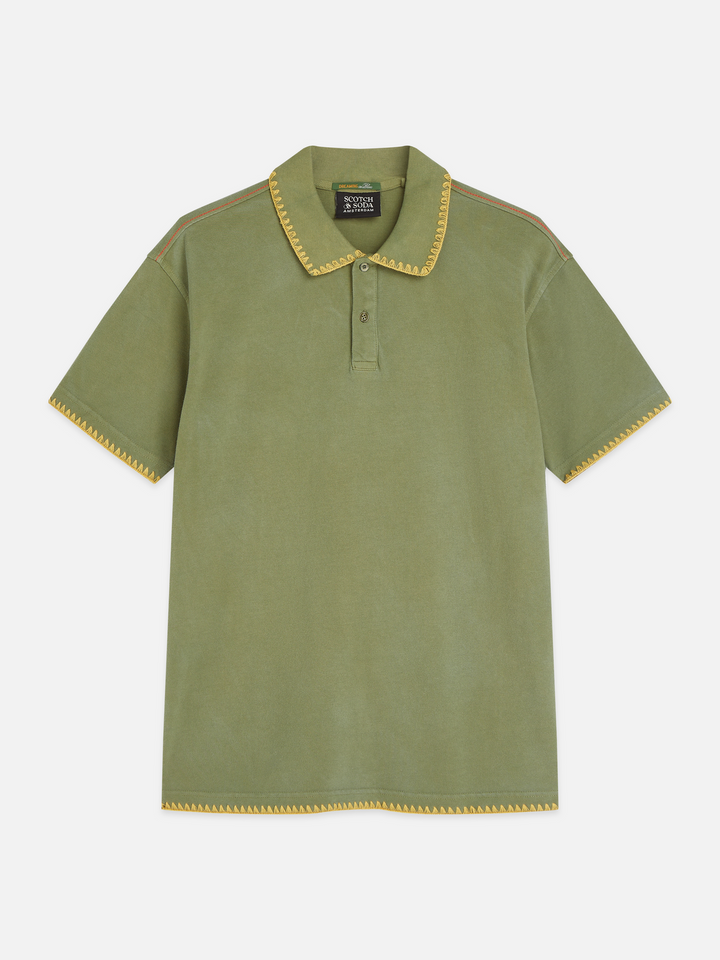 Pique worked-out relaxed-fit polo