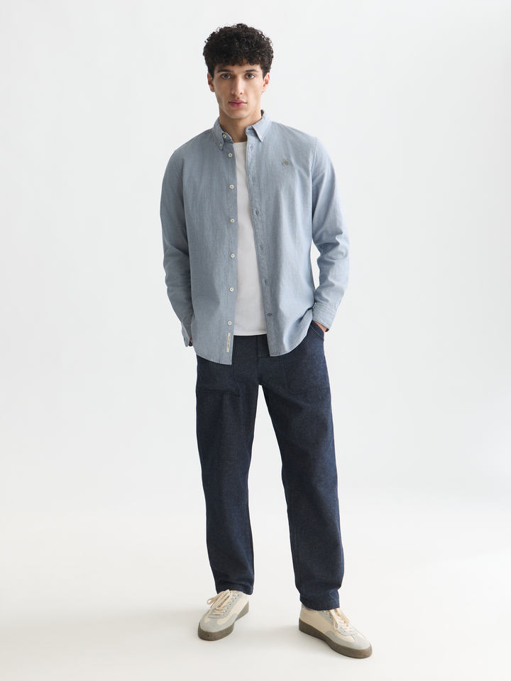 Harper cotton-linen tapered fit chino