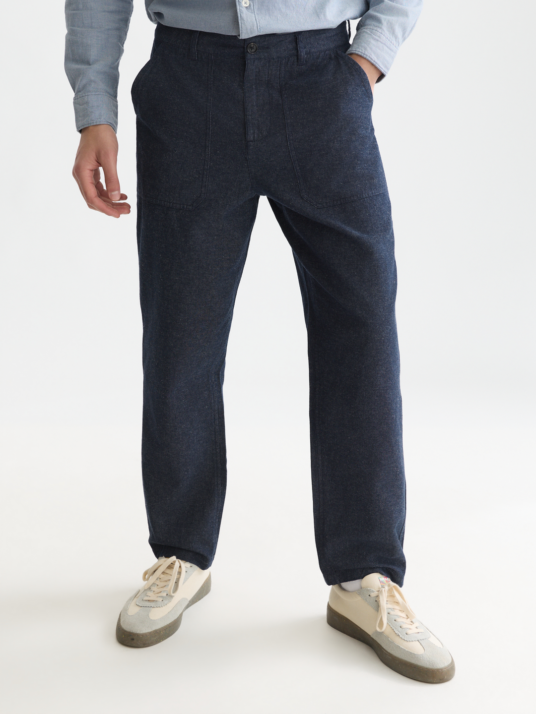 Harper cotton-linen tapered fit chino
