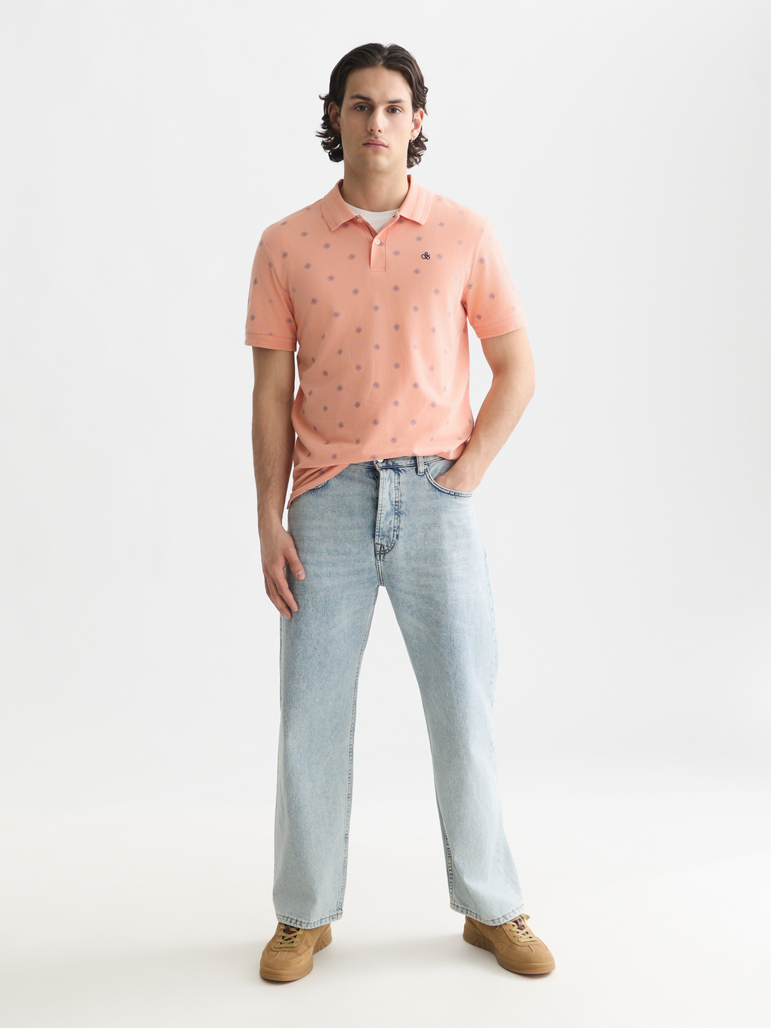 Printed over-dye regular-fit polo