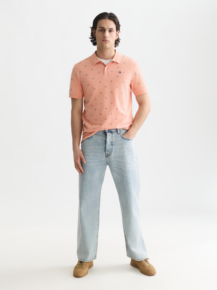 Printed over-dye regular-fit polo