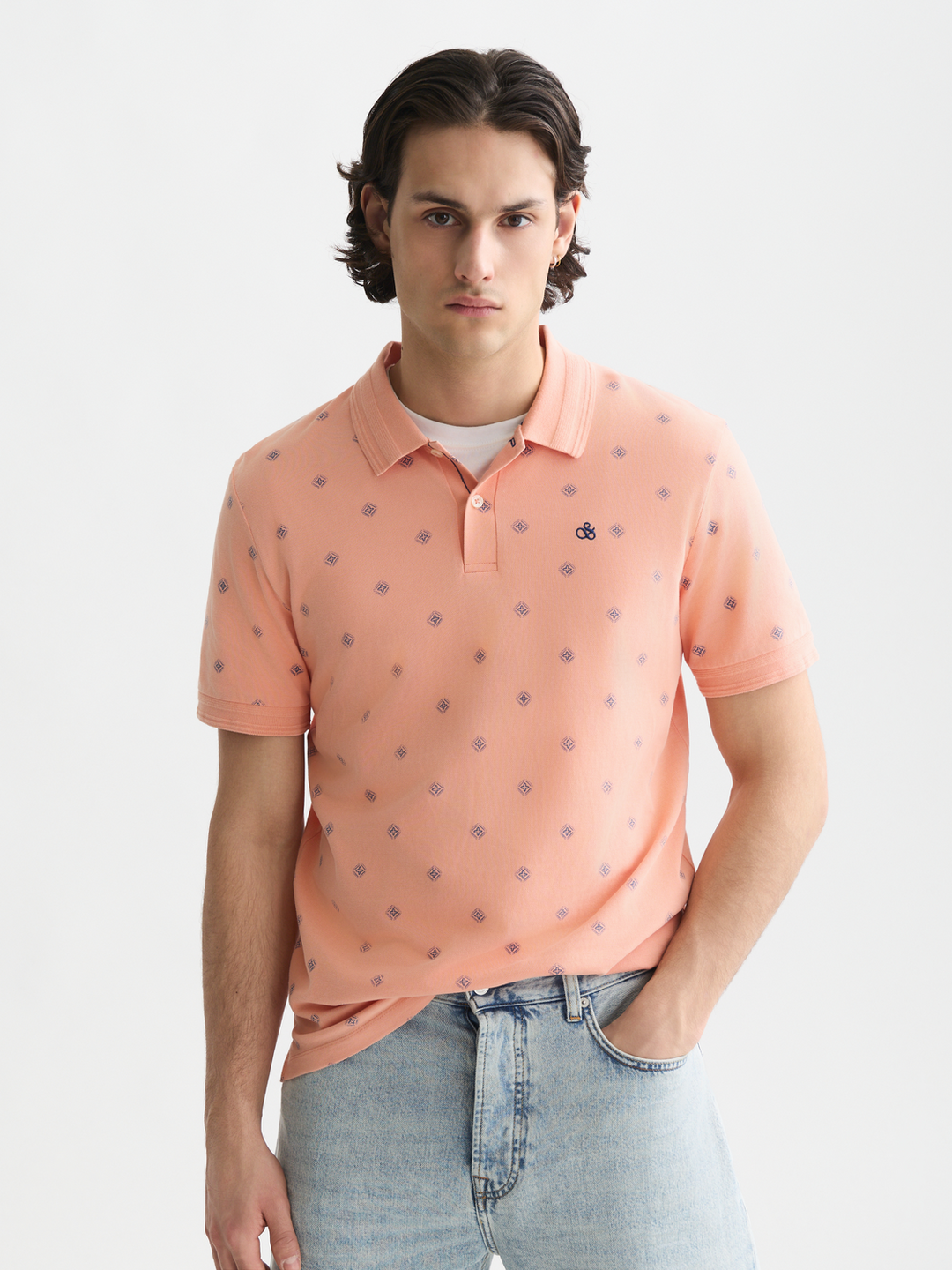 Printed over-dye regular-fit polo