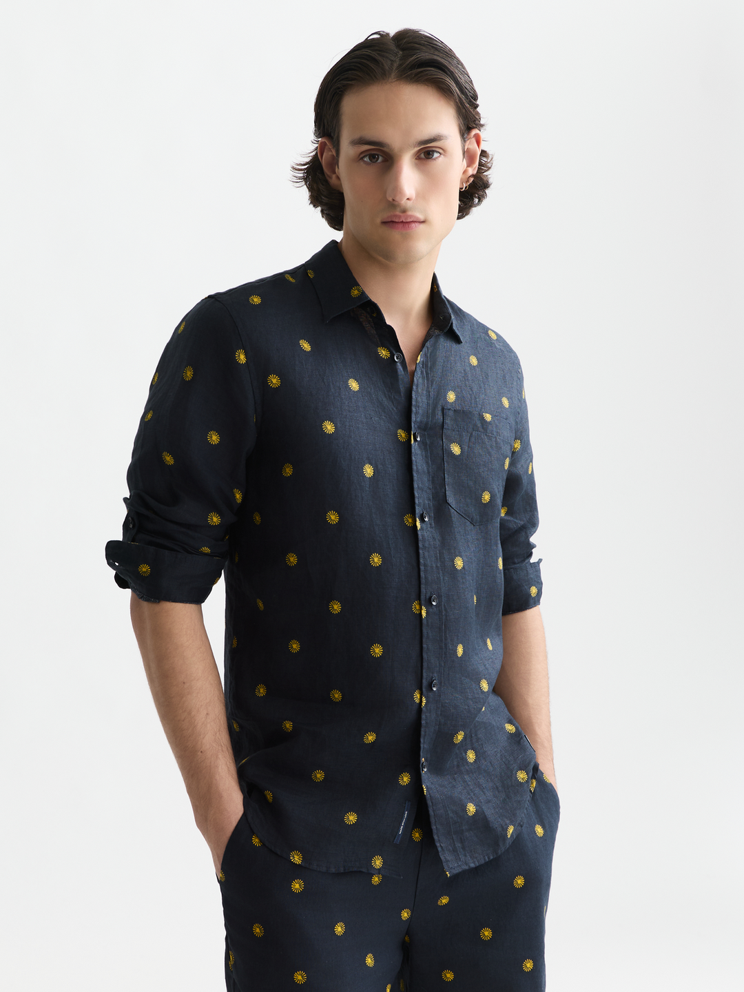 Linen printed regular-fit shirt
