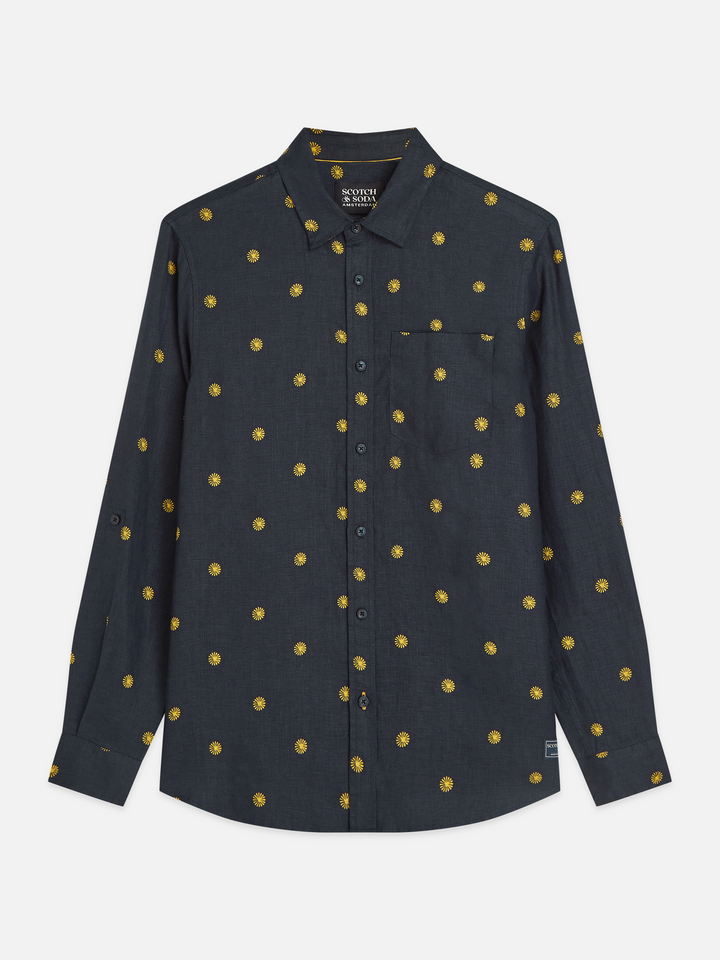 Linen printed regular-fit shirt