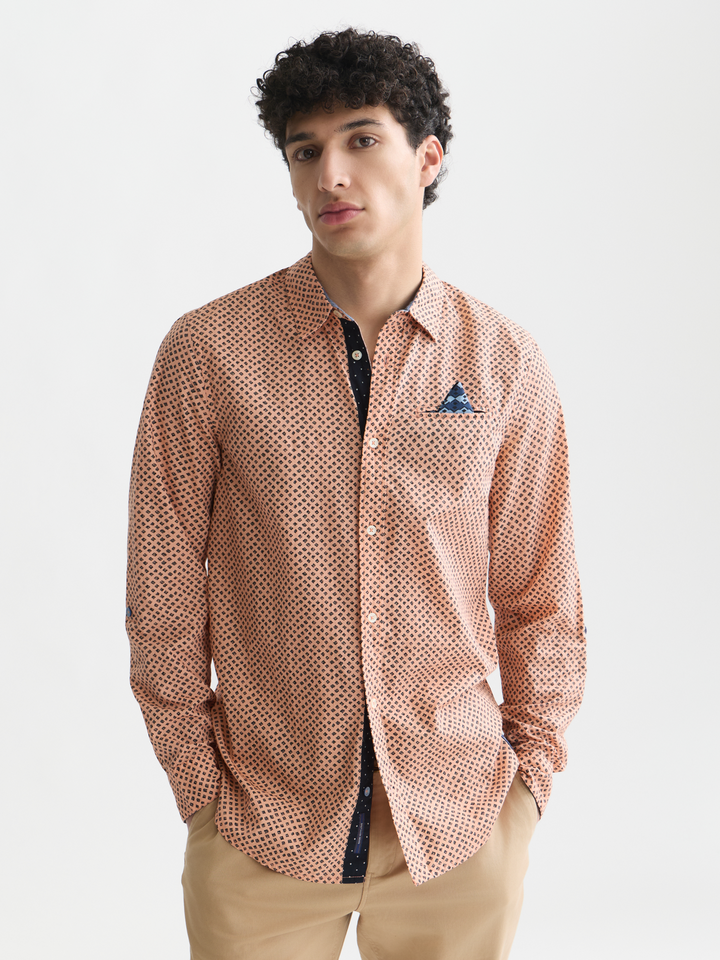 Printed cotton poplin regular-fit shirt