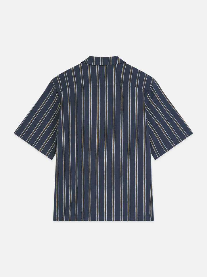 Striped linen relaxed-fit short-sleeved shirt
