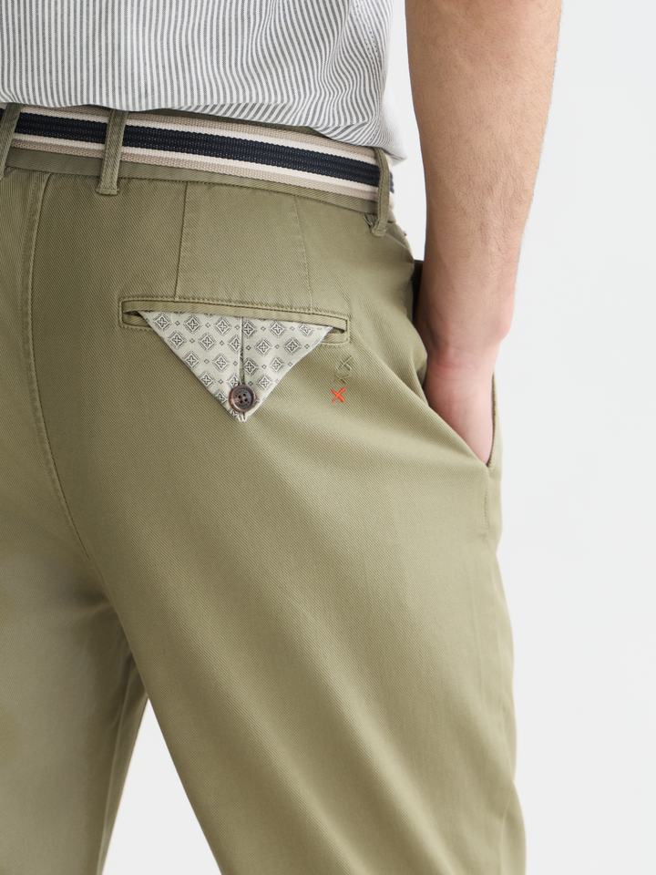 Warren cotton blend twill belted chino