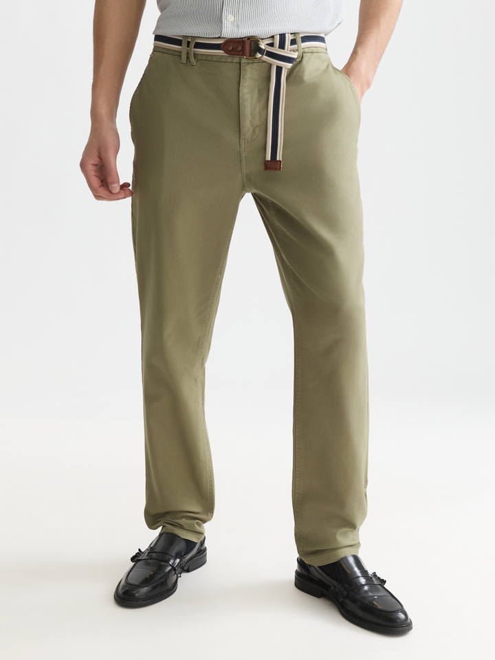 Warren cotton blend twill belted chino
