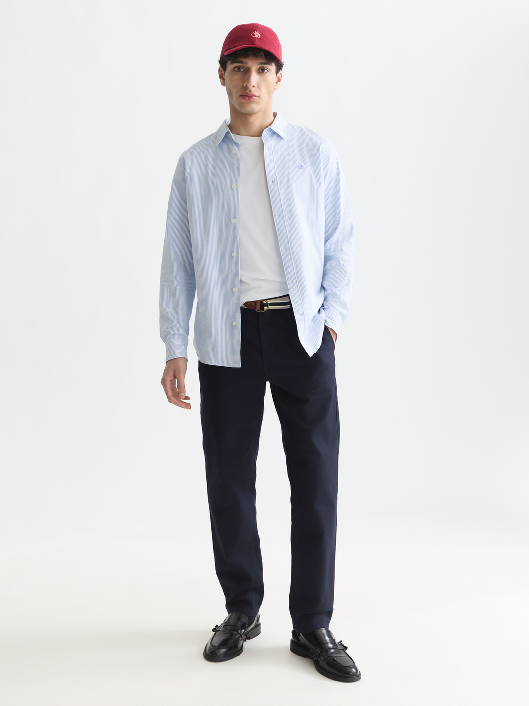 Warren cotton blend twill belted chino