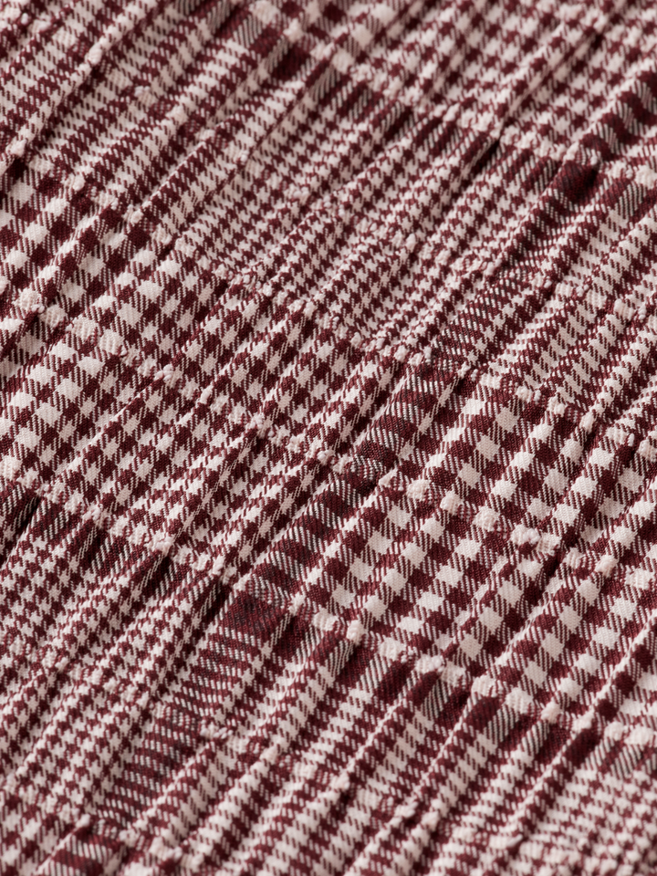 Rose high-rise wide-leg prince of wales seersucker pant