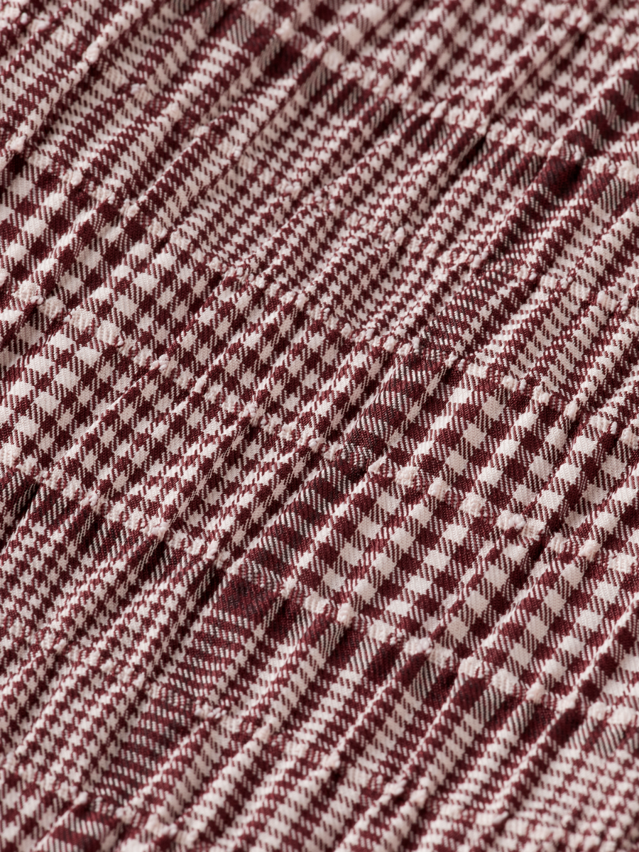 Rose high-rise wide-leg prince of wales seersucker pant