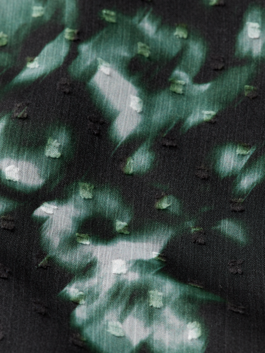 Printed Fil Coupe Mini Ruffle Dress