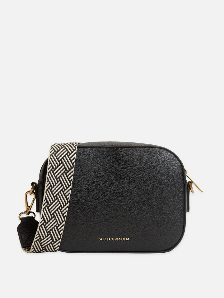 Faux Leather Webbing Strap Crossbody