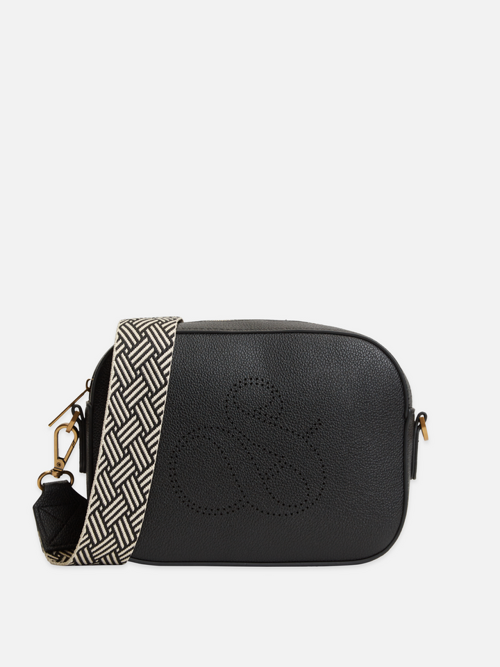 Faux Leather Webbing Strap Crossbody
