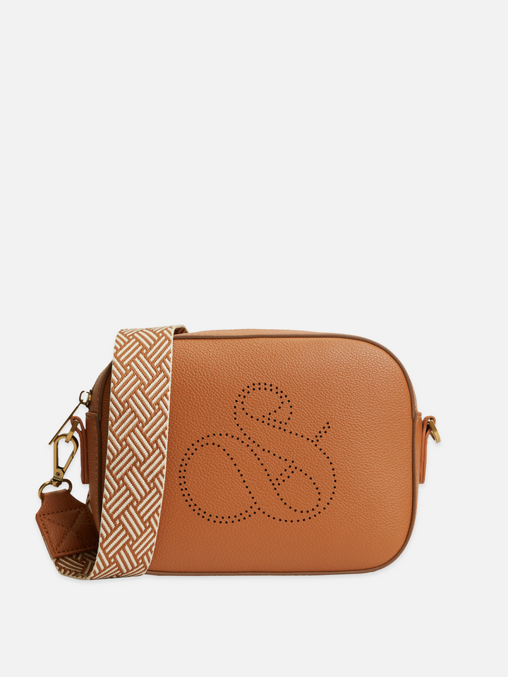 Faux Leather Webbing Strap Crossbody