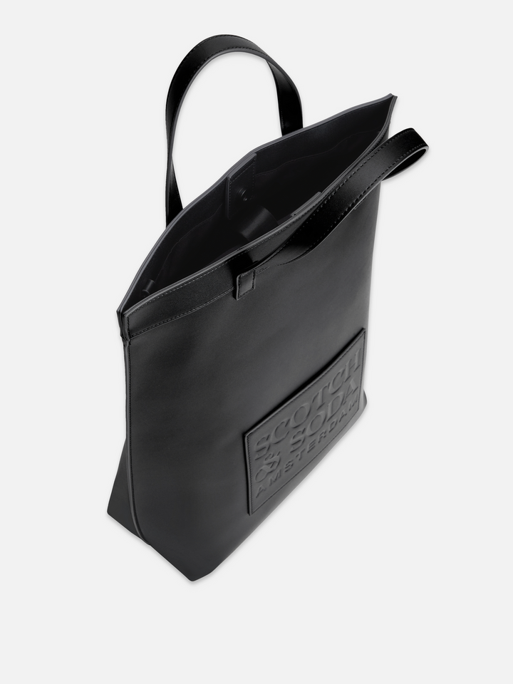 Faux Leather Embossed Tote Bag