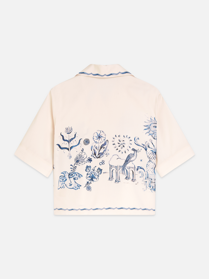 Printed short-sleeved camp shirt