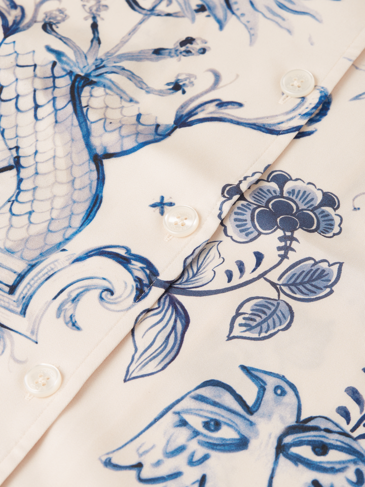 Printed short-sleeved camp shirt