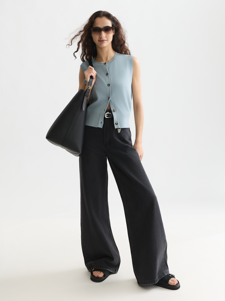 Compact knitted relaxed-fit spencer
