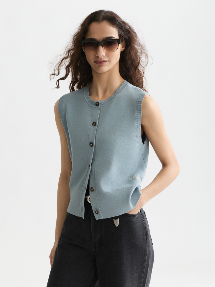 Compact knitted relaxed-fit spencer