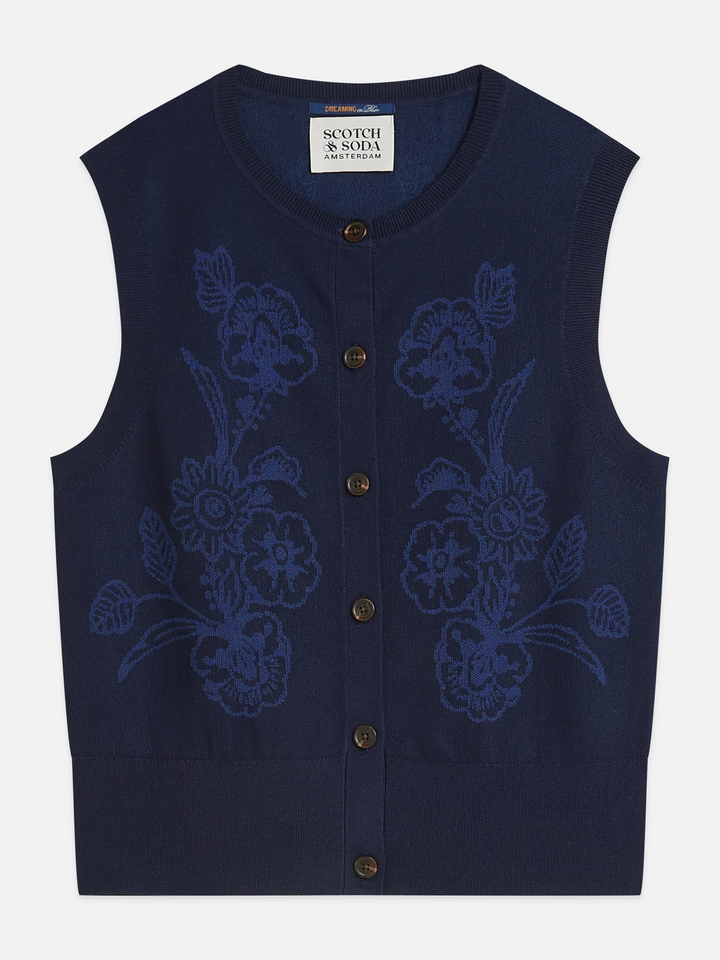 Jacquard knitted relaxed-fit spencer