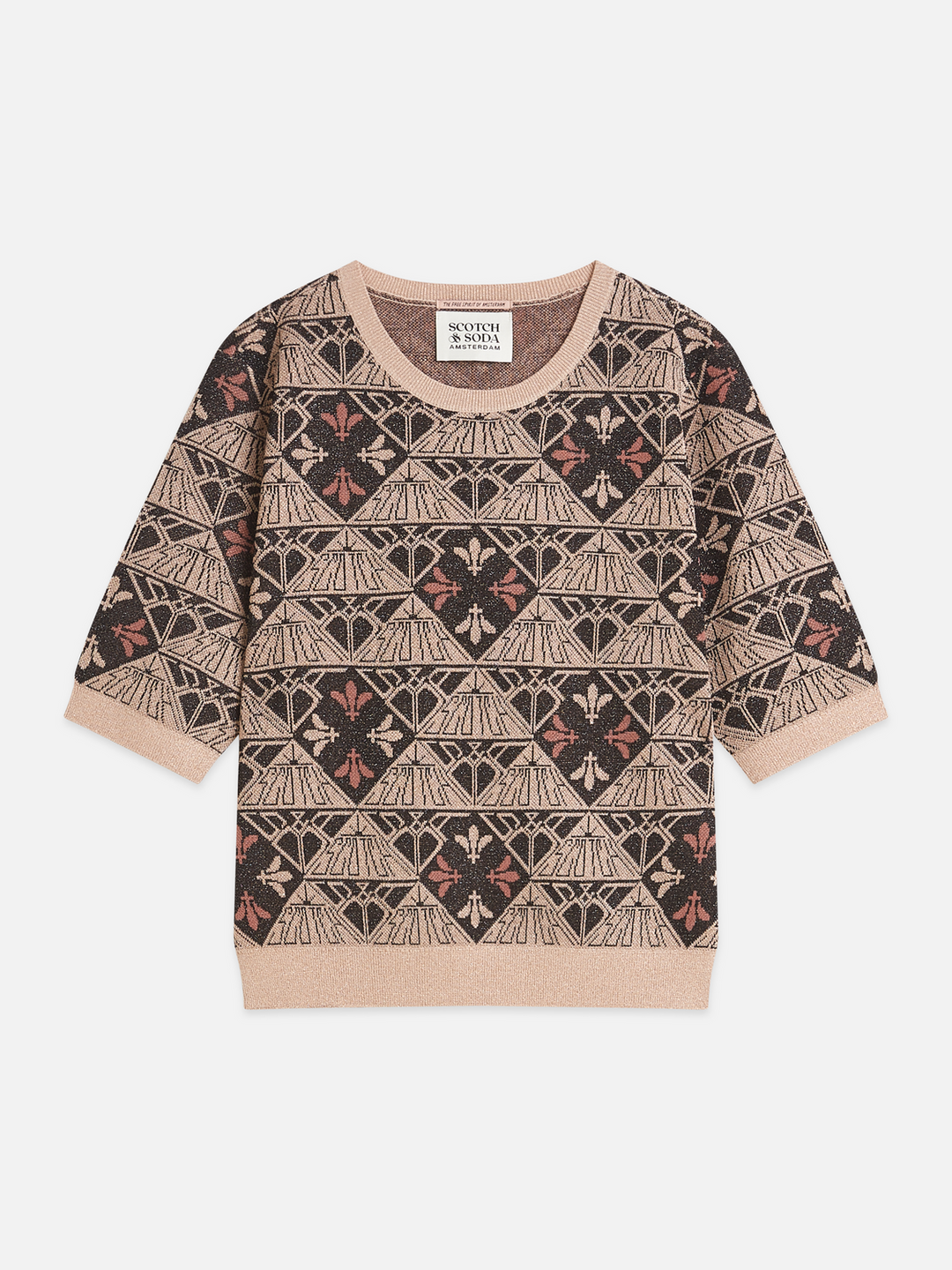 Monogram jacquard short-sleeved pullover