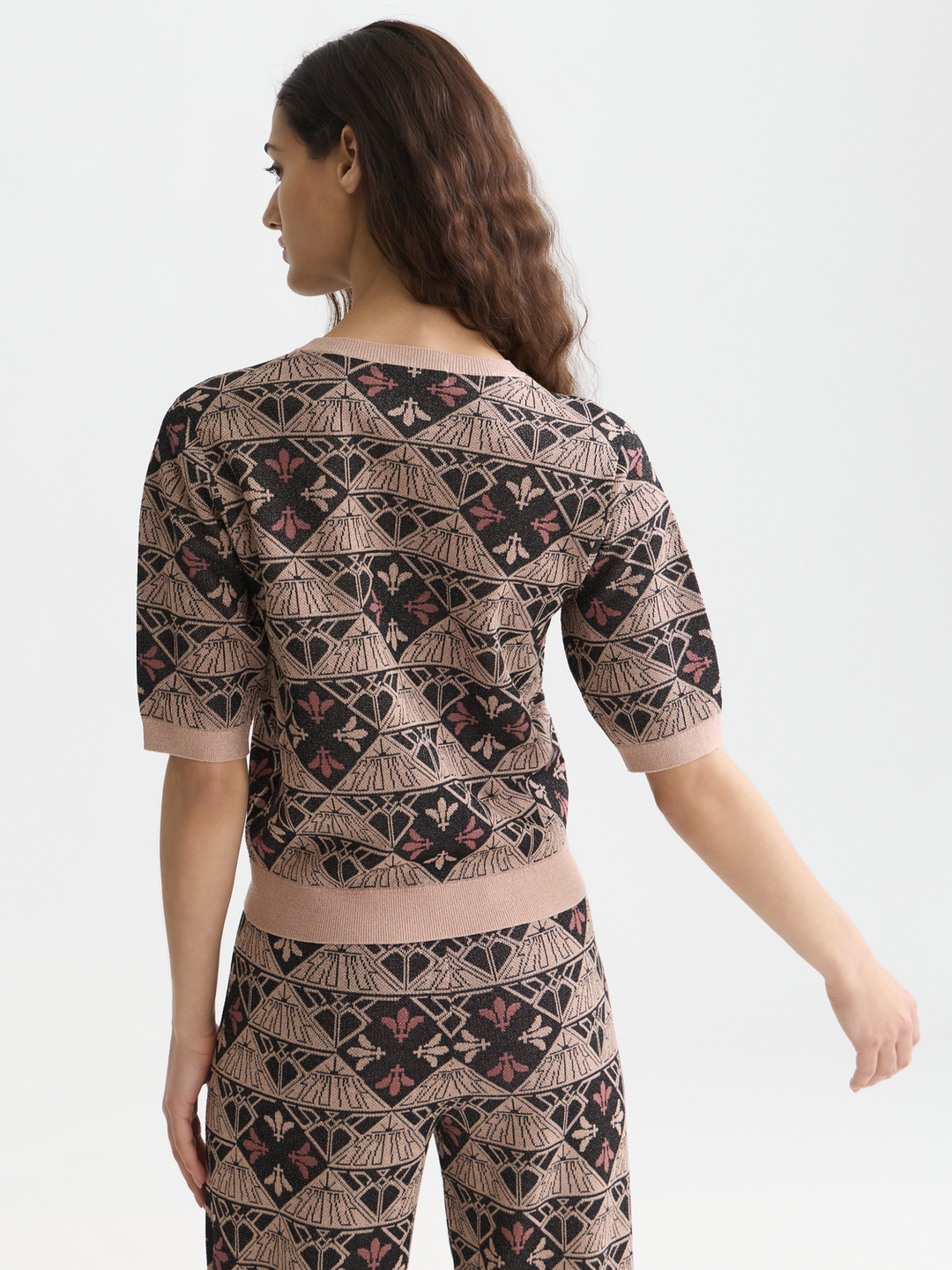 Monogram jacquard short-sleeved pullover