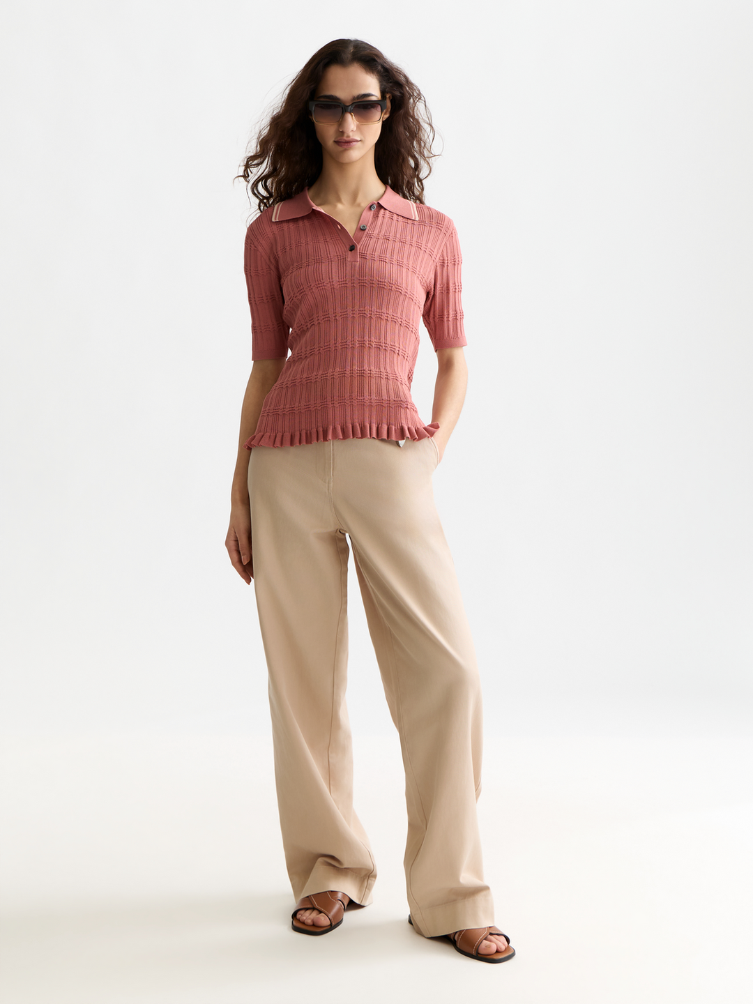 Ripple stitch fitted pullover