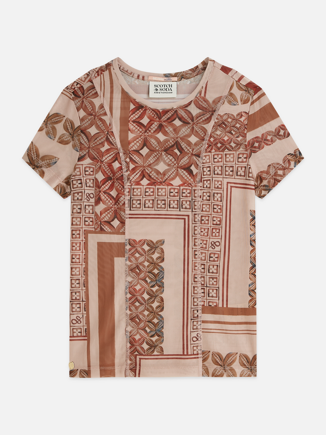 Printed mesh slim-fit T-shirt