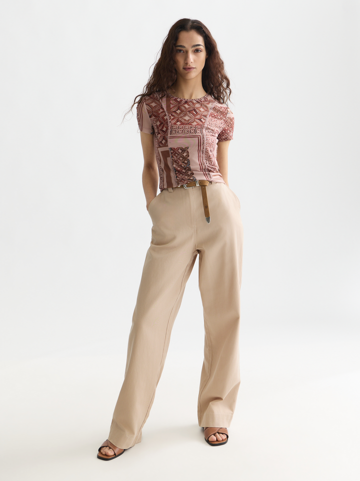 Printed mesh slim-fit T-shirt