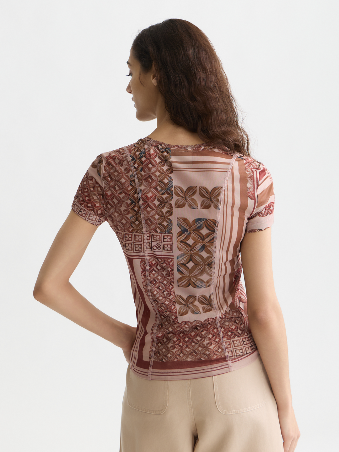 Printed mesh slim-fit T-shirt