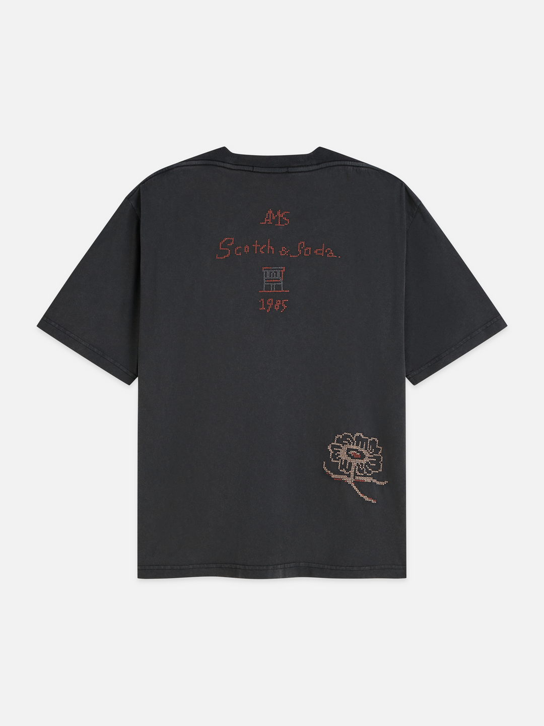 Washed loose-fit t-shirt with embroidery