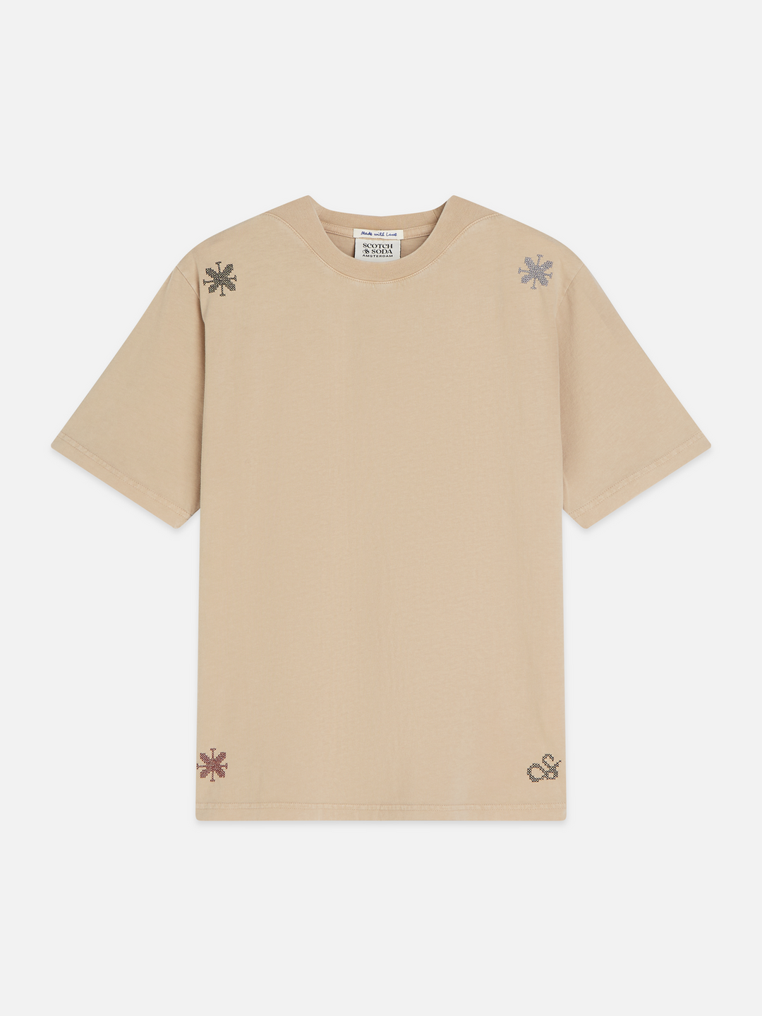 Washed loose-fit t-shirt with embroidery
