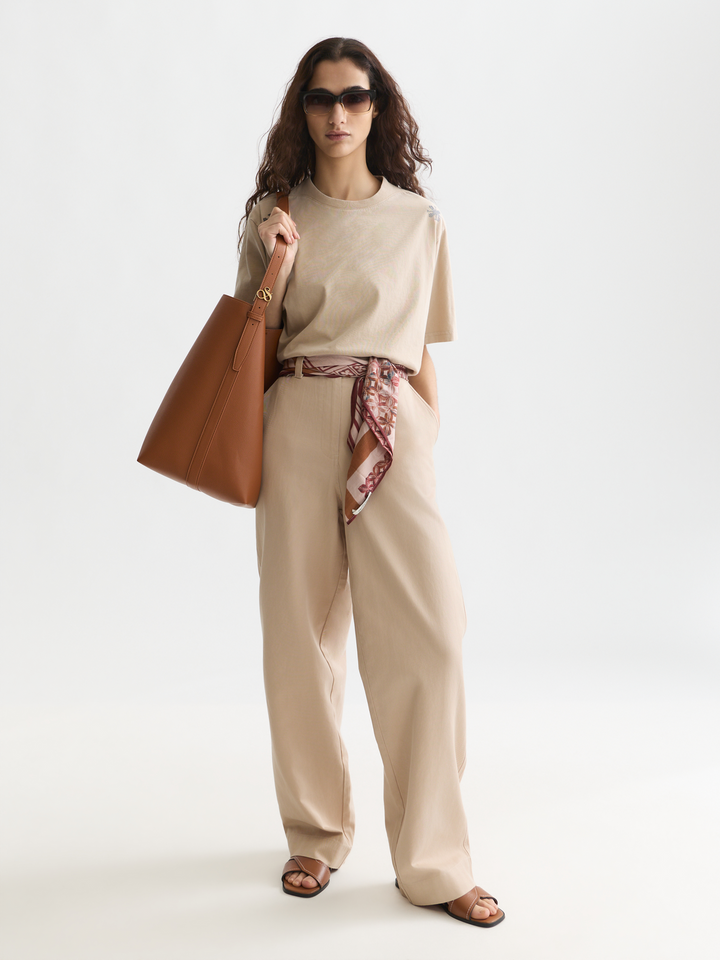 Washed loose-fit t-shirt with embroidery