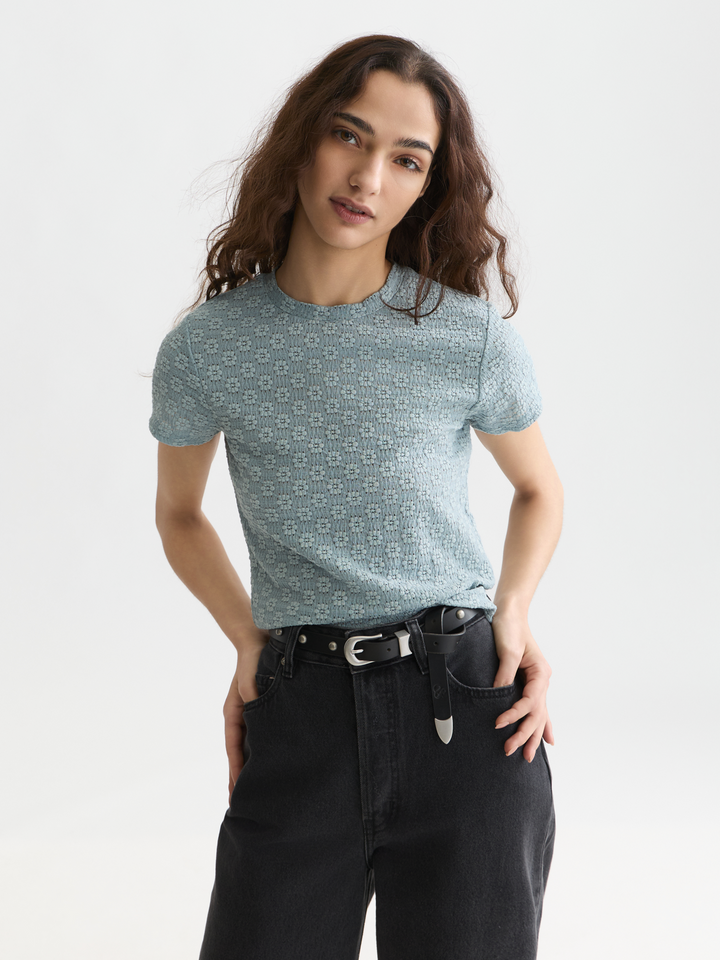 Open structure slim-fit T-shirt