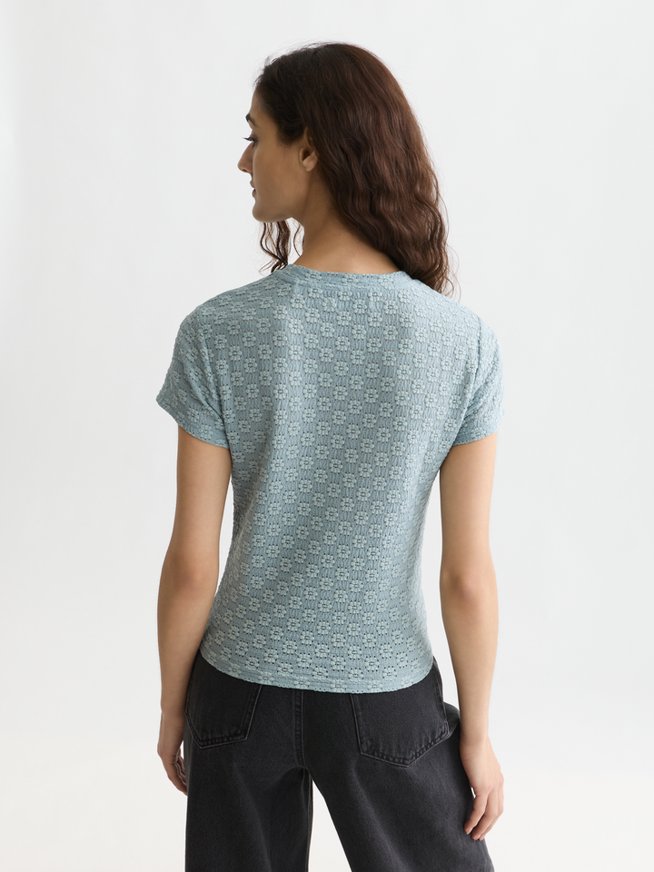 Open structure slim-fit T-shirt