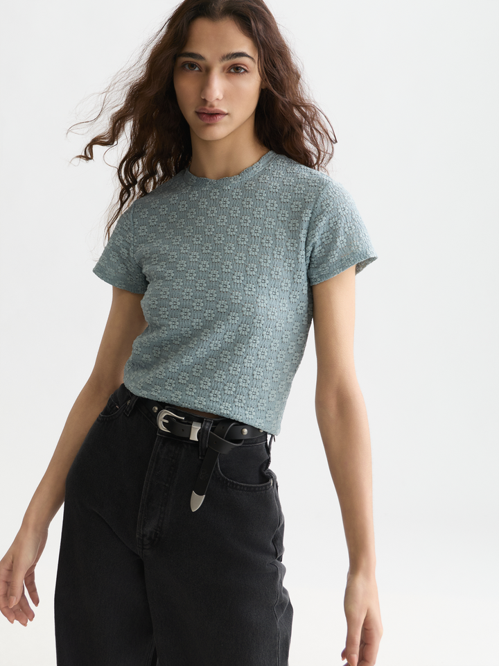 Open structure slim-fit T-shirt