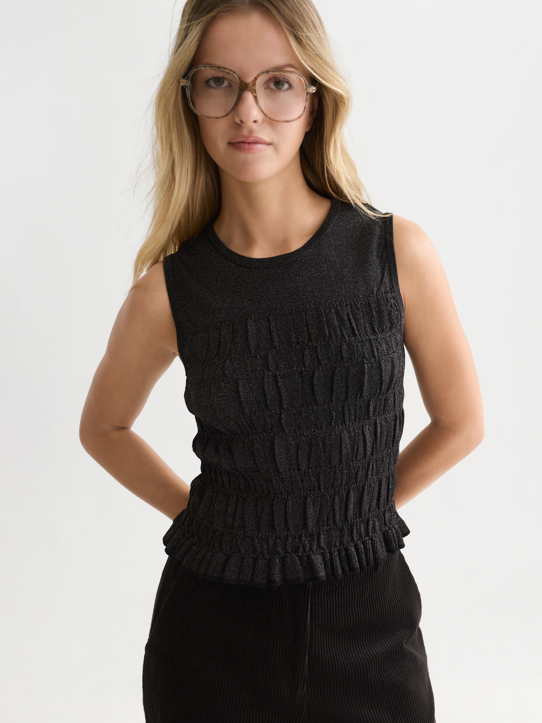 Smock stitch knitted tank