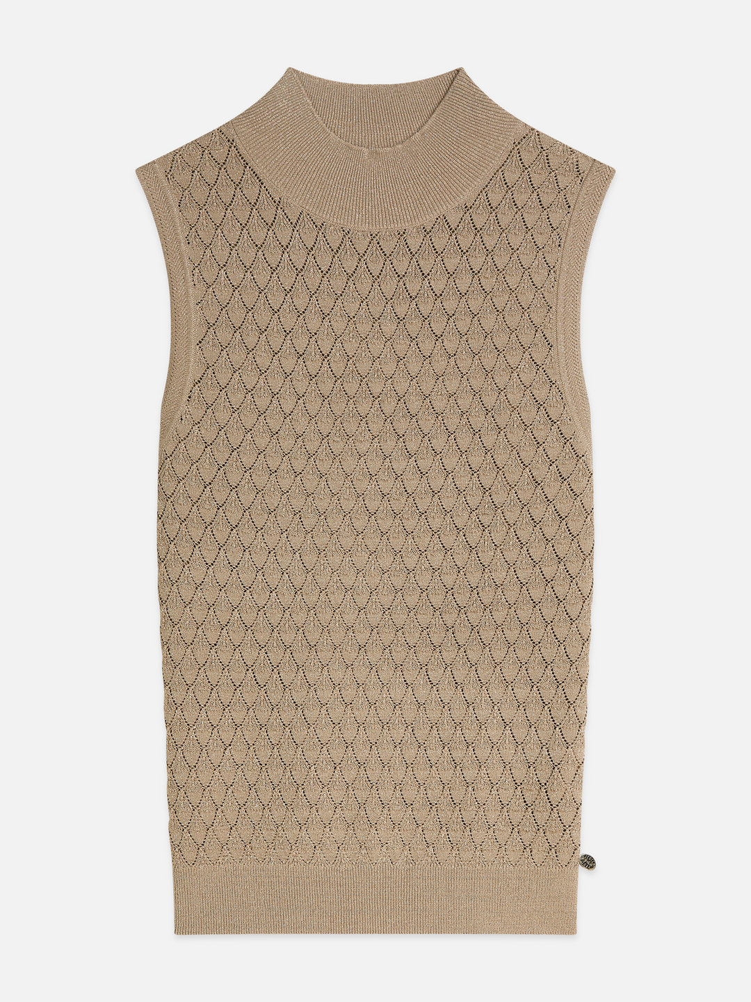 Pointelle metallic knitted tank