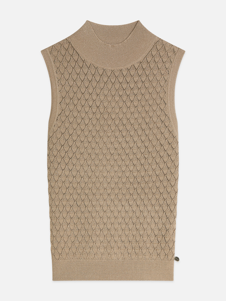 Pointelle metallic knitted tank