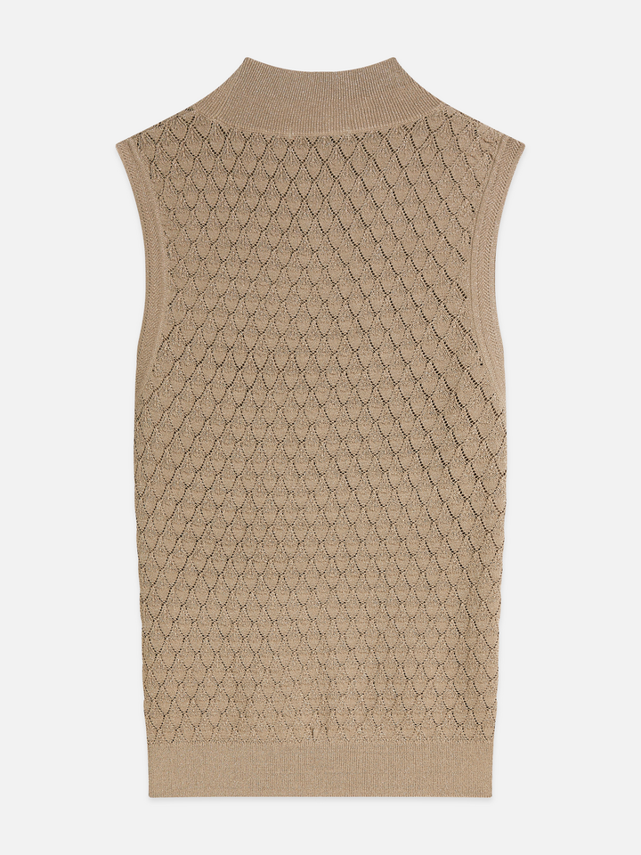 Pointelle metallic knitted tank
