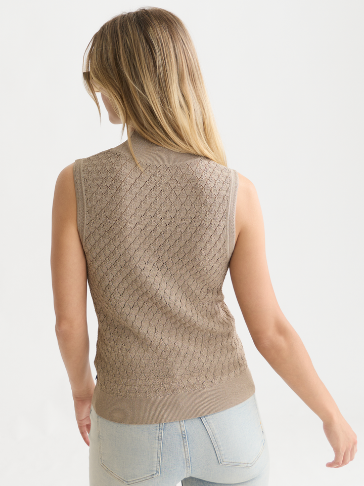 Pointelle metallic knitted tank